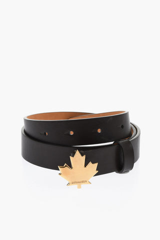 Solid Color Leather belt with Golden-Effect Buckle 30mm