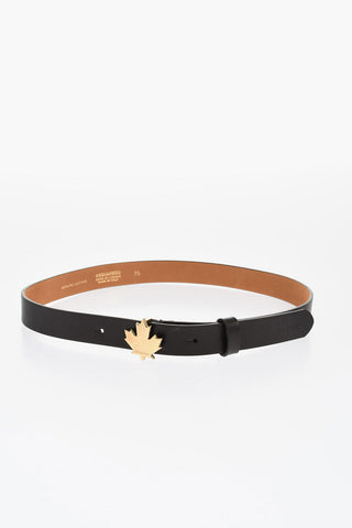 Solid Color Leather belt with Golden-Effect Buckle 30mm