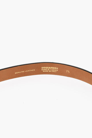 Solid Color Leather belt with Golden-Effect Buckle 30mm