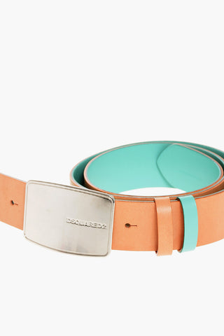 Reversible Leather Belt with 40mm Silver Anchor Buckle