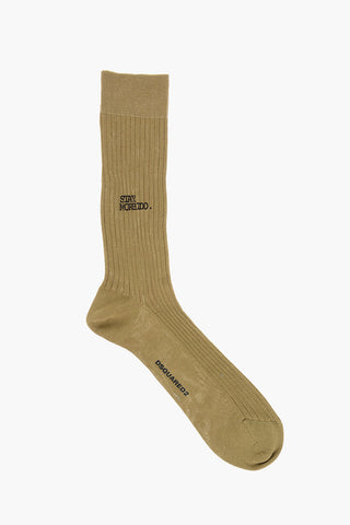 Ribbed Long Socks with Contrasting Details