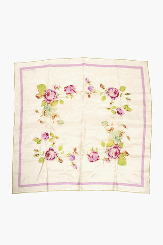 Foulard a Motivo Floreale con Logo