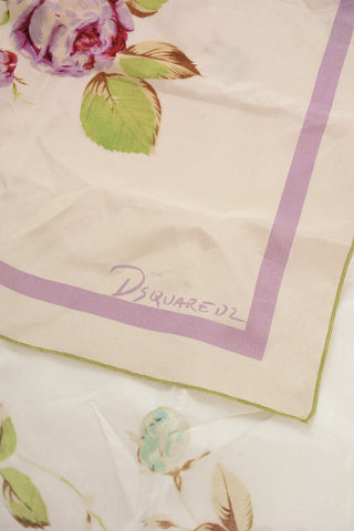 Foulard a Motivo Floreale con Logo