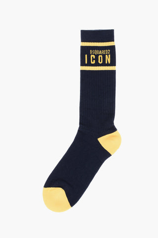 ICON Ribbed Long Socks with Contrasting Details
