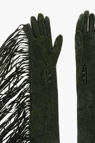 Suede Warm Gloves with Fringes