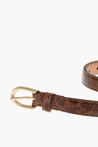 Crocodile Leather Belt with Golden Buckle 25mm