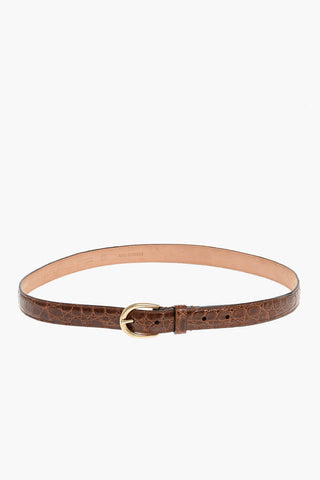 Crocodile Leather Belt with Golden Buckle 25mm
