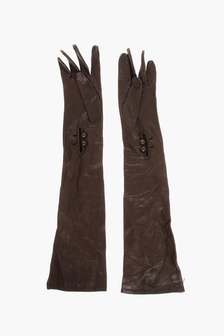 Solid-Color Warm Leather Gloves