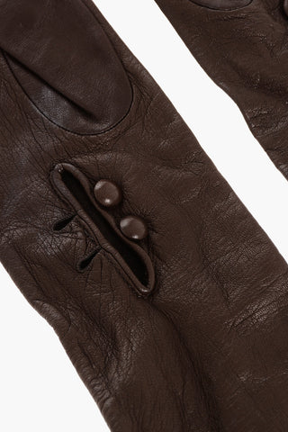 Solid-Color Warm Leather Gloves