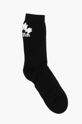 Cotton Blend Long Socks with Embroidery