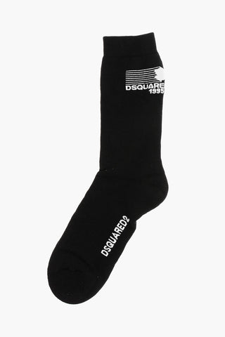 Cotton Blend Long Socks with Embroidery