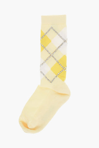 Zweifarbige Argyle-Socken mit Schmuck