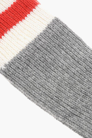 ribbed Long Socks with Contrasting Embroidery