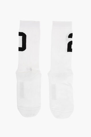 Cotton Blend Long Socks with Monogram