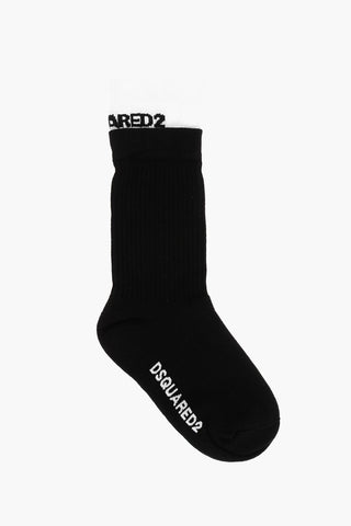 Cotton Long Socks with Contrasting Detail