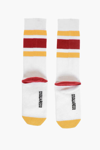Cotton Long Socks with Ribbed Details