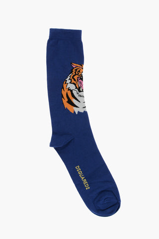 Solid Color Long Socks with Embroidery