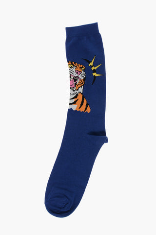 Solid Color Long Socks with Embroidery