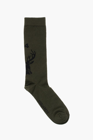 Solid Color Long Socks with Embroidery