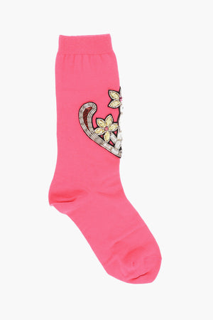 Lange DEMIE Socken aus Baumwollmischung mit Schmuck