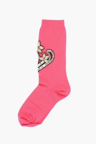 Lange DEMIE Socken aus Baumwollmischung mit Schmuck