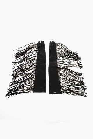 Leather Warm Gloves with Fringes