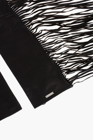 Leather Warm Gloves with Fringes