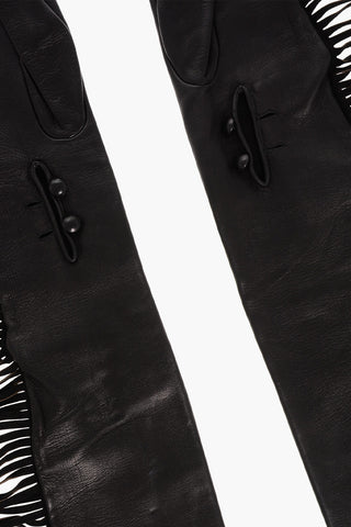 Leather Warm Gloves with Fringes