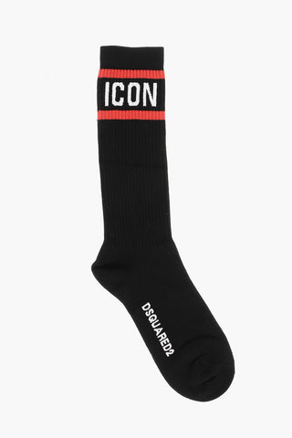 Solid Color ICON long Socks with Logo Embroidery