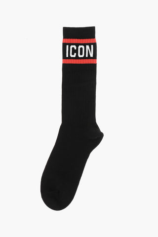 Solid Color ICON long Socks with Logo Embroidery