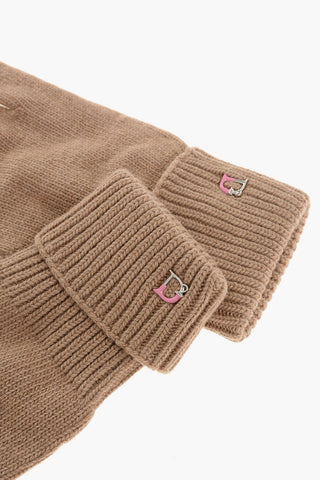 Wool Blend Gloves with Metal Monogram