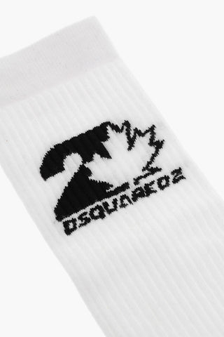Ribbed Cotton and Nylon Stretch Long Socks