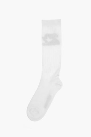 Ribbed Cotton and Nylon Stretch Long Socks