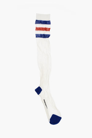 Long Solid-Color Socks with Embroidery