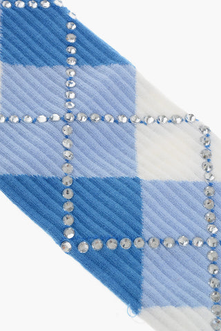 Two-tone Argyle Socks with Jewels
