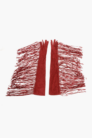 Suede Warm Gloves with Fringes