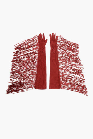 Suede Warm Gloves with Fringes