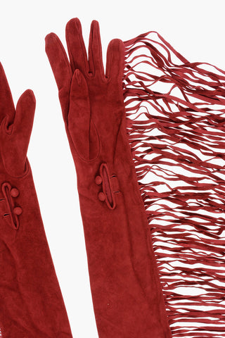 Suede Warm Gloves with Fringes