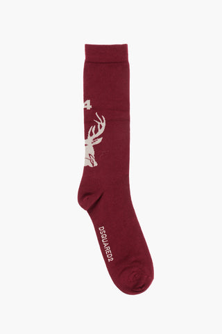 Solid Color Long Socks with Embroidery