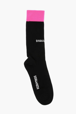 Solid Color Long Socks with Contrasting Detail