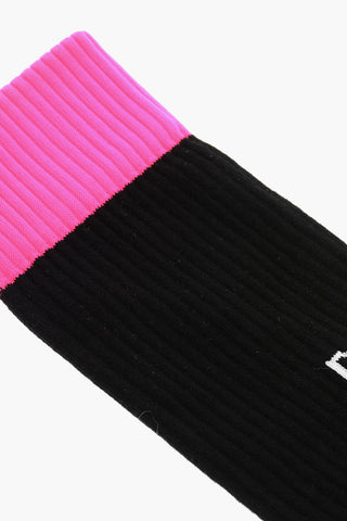 Solid Color Long Socks with Contrasting Detail