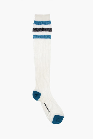Lange Rippensocken mit Kontrastdetails