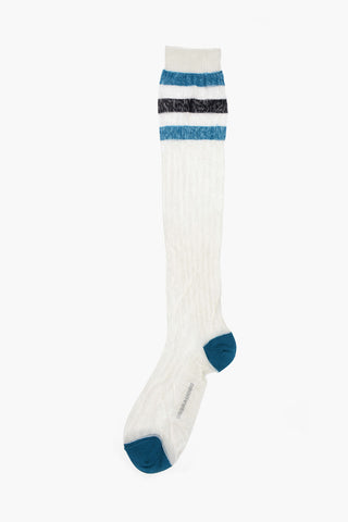 Lange Rippensocken mit Kontrastdetails