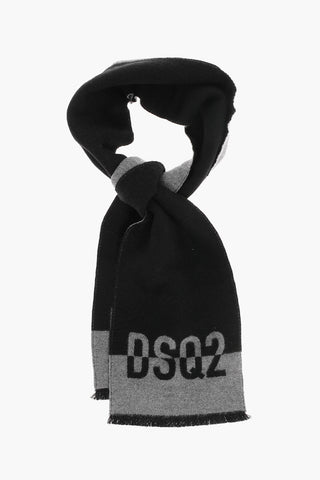virgin Wool Two-Tone Scarf with Monogram