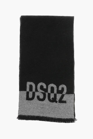 virgin Wool Two-Tone Scarf with Monogram