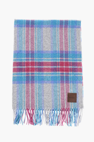 Sciarpa in Cashmere e Seta a Quadri Tartan con Frange