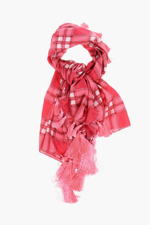 Silk Checked Foulard with Tassels
