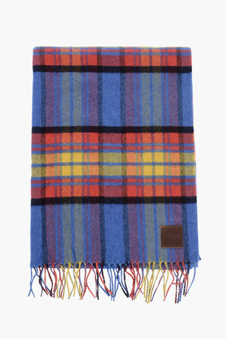 Sciarpa in Cashmere e Seta a Quadri Tartan con Frange