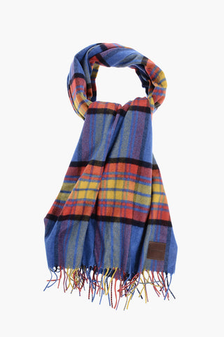 Cashmere and Silk Tartan Scarf with Fringes