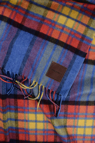 Sciarpa in Cashmere e Seta a Quadri Tartan con Frange